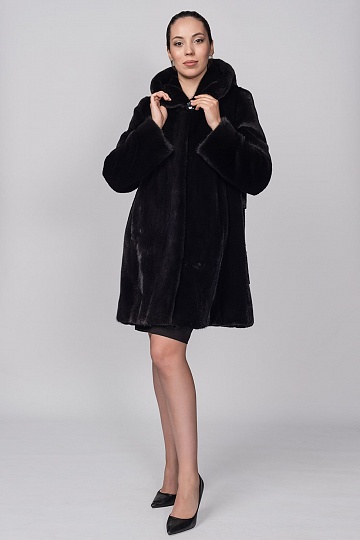 Полупальто из меха норки с капюшоном 1943