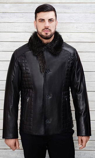 Мужская куртка из овчины (кожа, мех) м-760