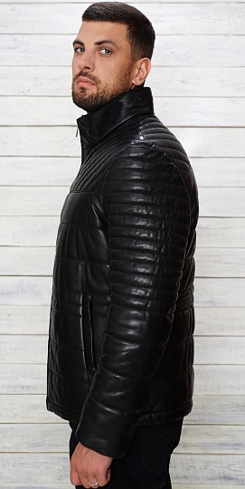 Мужская зимняя кожаная куртка с утеплителем из овчины м-759